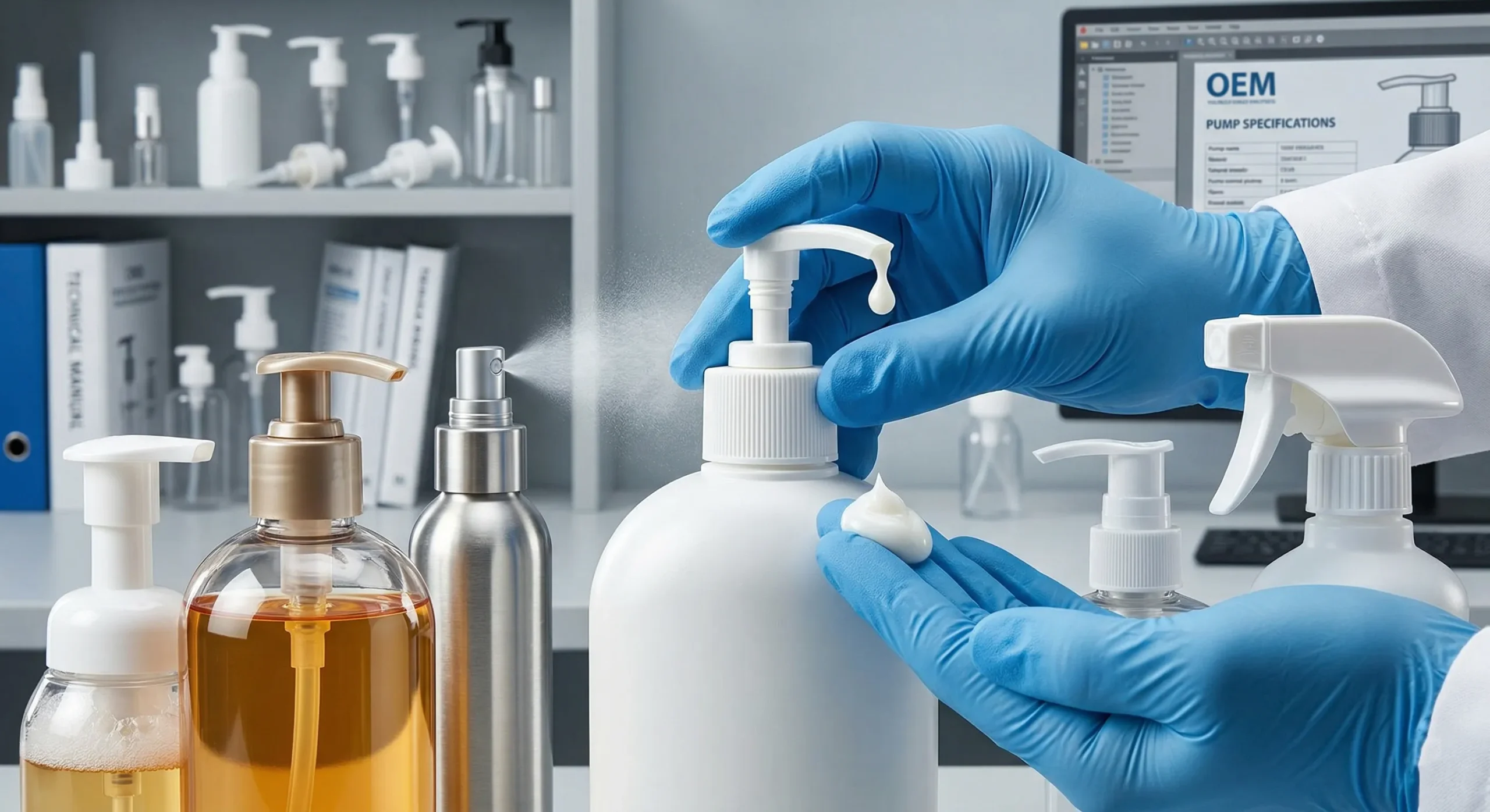 ฝาปั๊มขวดหลากหลายประเภท OEM เครื่องสำอางและสกินแคร์